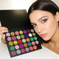 New Wholesale Vegan Cruelty-Free Eye Shadow Palette High-Pigment Shimmer Glitter Makeup Waterproof Metallic Finish Paper ODM
