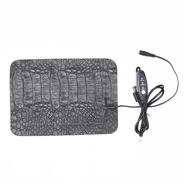 New Design PU Leather Waterproof 5V/2A USB Powered 3-speed Temperature Controlled Pet Reptile Aquarium Heating Pad Mat Blanket