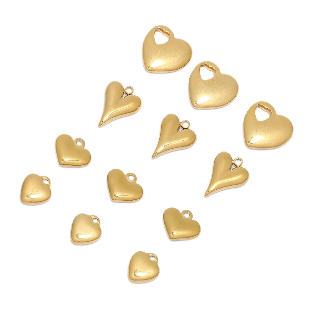 Jewelry Three-dimensional Peach Heart Small Pendant DIY Bracelet Ornament Necklace Accessories Gold Stainless Steel 18K Party