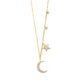 Wholesale 925 Sterling Silver Necklace Women Gold Plated Zircon Star and Moon Pendant Necklaces Jewelry