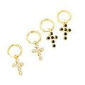 Wholesale Bulk Fashion Chic 18k Gold Plated Stainless Steel Bohemian Jesus Small Cross Charm Dangle Earring Jewelry Unisex Men