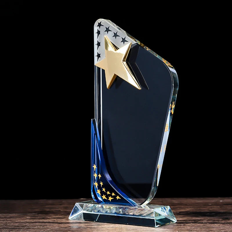 Crystal Sports Event Trophy Customized Five-pointed Star Sailing Statue DIY Ball Games Awards Glass Trophy