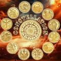 12 Constellations Taurus Aquarius Pisces Aries Taurus Gemini Cancer Gold Plated Collectible Coin