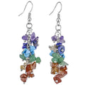 SC Fashion Long Multilayer Grapes Tassel Earrings Multicolor Natural Gemstone Rose Quartz Crystal Crushed Stone Earrings Women