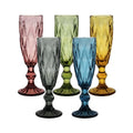 Solid Stained Glass NOT Coated Dishwasher Safe Permanent Color Champagne Flutes Fade-Resistant Bar Stemware for Mimosas Parties