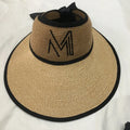 Custom Embroidery logo Lady Beach Straw Visor Back with Bow Big Brim Seaside Straw Hat