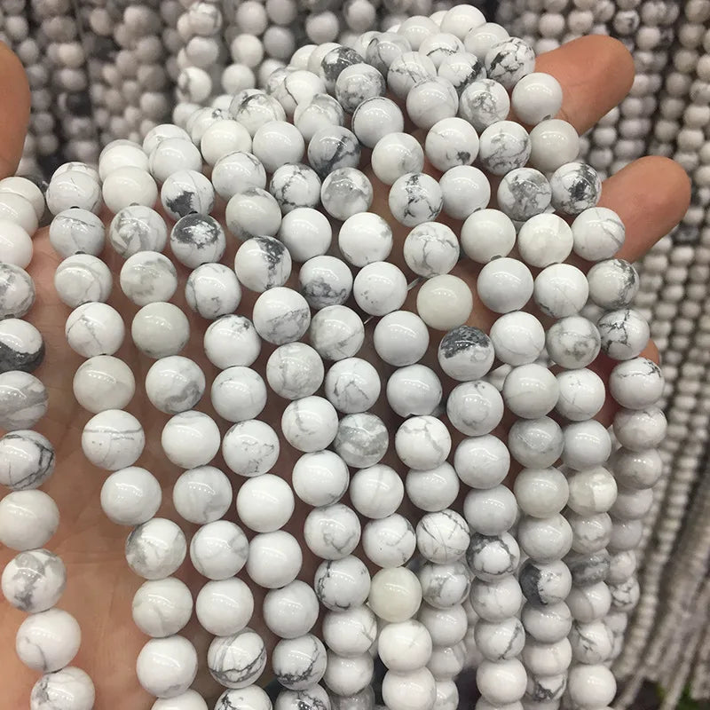 2020 Wholesale High Level Natural Stone 8mm Matte Stone Howlite Glossy Loose Gemstone Beads for Jewelry Making