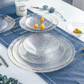 Hot Sale Wedding Decoration Dinnerware Sets Fruit Plate Gold Glass Charger Plates Beaded clear Glass Dinner Plates