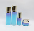 Factory Direct Sale Cosmetic Lotion Cream Bottle Jars Light Blue Color with Gold Metal Cap and Pump Spray