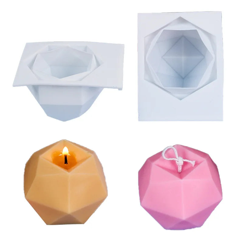 HY 3d Polyhedron Shape Magic Cube Diamond Soap Candle Mold for DIY Candle Making Mold