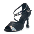 Fashion Women Party Dance Shoes Satin Shining Rhinestones Soft Bottom Latin Dance Shoes Woman Salsa Dance Shoes