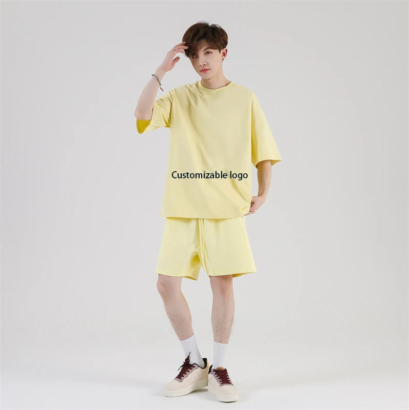 Custom Printed 245 GSM Heavy Cotton Men's T-Shirt High Quality Oversized Plain Blank Heavyweight T-Shirt