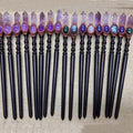 New Arrival Ebony Wooden Hairpin with Natural Healing Quartz Amethyst Point Clear Crystal Material