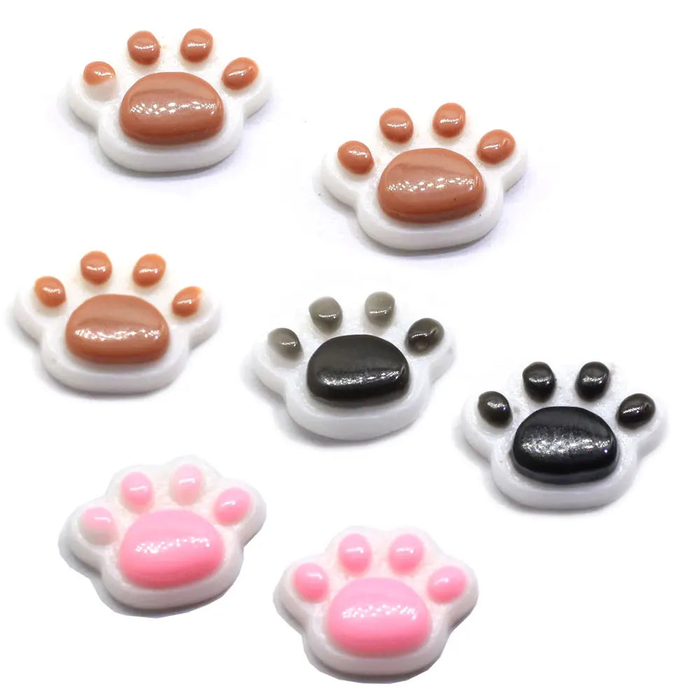 100pcs Cute Bear Paw Flat Back Resin Cabochon Kawaii Flatback Resins Characters Cabochons for Bows Hair Deco Parts