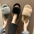 Custom Available Cozy TPR Sole Winter Fluffy Fuzzy Indoor Plush Faux Fur Home Slippers for Women Lady