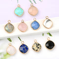 Natural Crystals Bezel Charm Bead Faceted square Crystal Stone Bead for DIY Jewelry