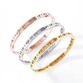 Personality Custom Gold Plated Stainless Steel Bangle Roman Numerals Bracelet