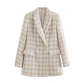 Autumn New Style Solid Texture Outwear Double Row Buttons Casual Suit Coat for Women