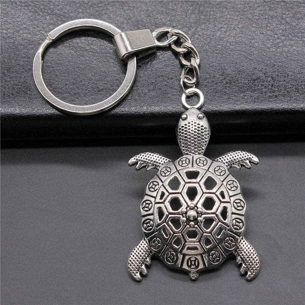 55x37mm Antique Silver Plated Antique Bronze Plated Zinc Alloy Big Turtle Keychain for Souvenirs Gift P2-ABD-C13051