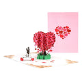 New Design Couple Under Heart Tree Pop up Cards Handmade 3D Greeting Card Wedding Valentine Day
