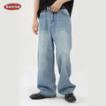 Mens Jeans Custom Denim Streetstyle Oversized Unisex Biker Loose Baggy Jeans Pants Men Straight Blue Wide Leg Jeans