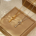 DAIHE Key Necklaces Dainty Chain Pendant Rope Jewelry 18K Gold Plated Stainless Steel Women Key Pendant Necklace