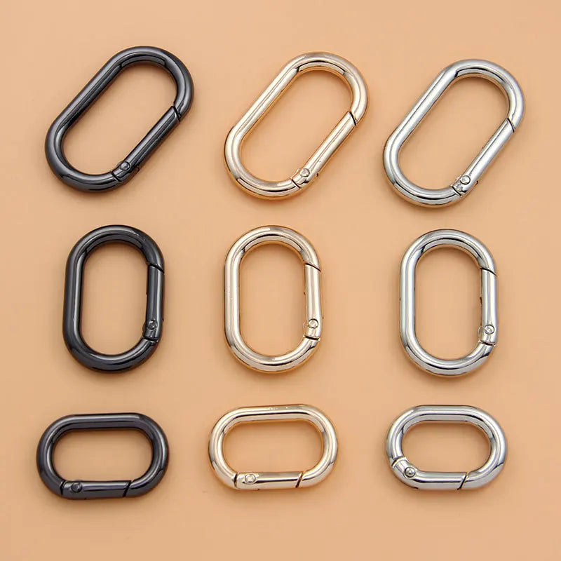 25/28/34mm Metal Oval Ring Carabiner Open Hook Spring O Ring for Snap Hook Hardware Accessories
