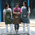 Custom Logo Adjustable Women Men Kitchen Chef BBQ Work Apron Cotton Canvas Apron
