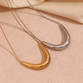Minimalist Crescent Pendant Necklace Hollow Snake Chain Charm Necklace Gold Plated Stainless Steel Necklace