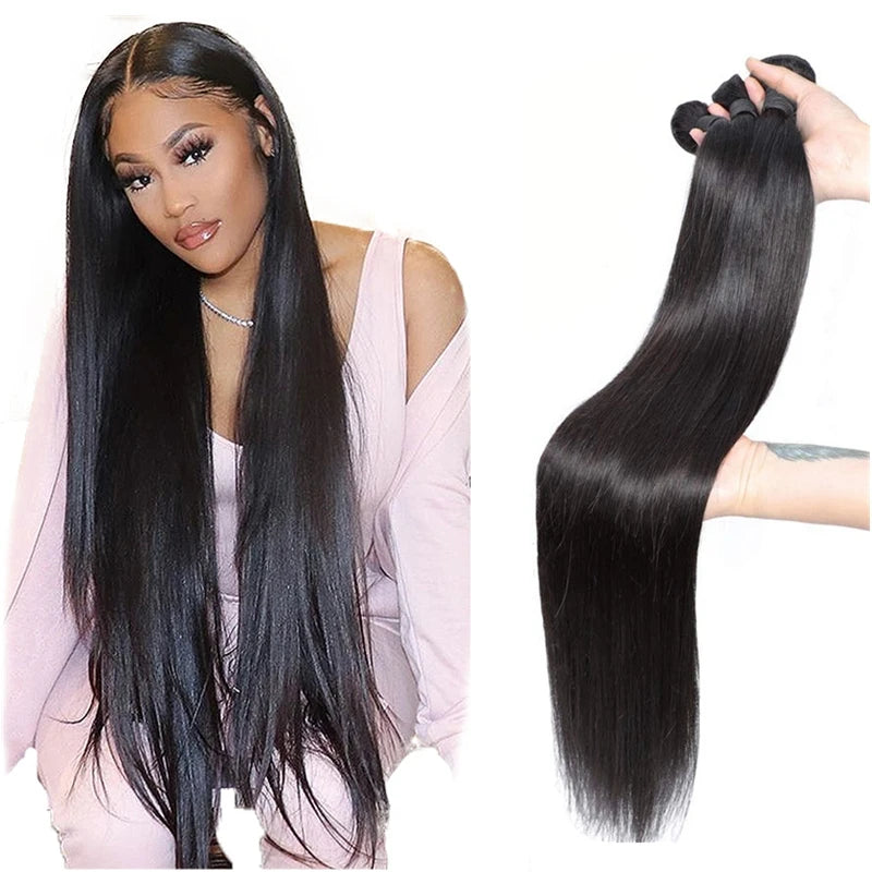 Super Shiny Mink Brazilian Virgin Human Hair Bundle 40 42 Inch Straight Hair Extension Best Brazilian Glossy Human Hair Weave