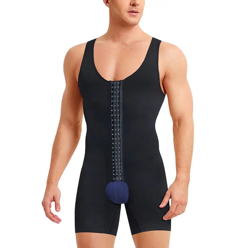 Men's Shapewear Vest with Buckle Open Gear Waist and Abdomen Cinching Shapewear