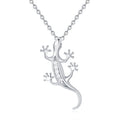 Trendy Gecko Animal Women Necklace 925 Sterling Silver Lizard Pendant Necklace