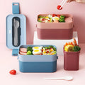 Dual Layer Eco-Friendly Bento Box New Design Japanese Tableware Microwave Leak-Proof and Portable Food Container for Lunch