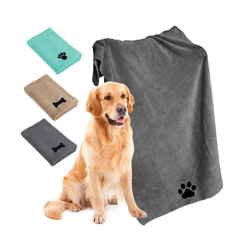 Custom Logo Eco-Friendly Microfiber Pet Bathrobe Towel Quick Dry Absorbent for Hair Cleaning Dogs Bath Towels
