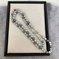 8mm Imitation Tahitian Flawless Mixed Gray & Black Crystal Pearl Short 50cm Necklace Sweater Chain Fashion Beaded Necklaces