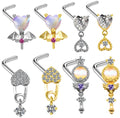 Gaby new designs nose rings delicate zircon nose studs surgical steel L shape nose piercing wholesale piercing jewelry