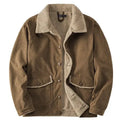 Winter New Corduroy Jacket With Plush and Thickened Fleece Men's Jacket Fashion Lapel Collar Casual Lamb Velvet Coat