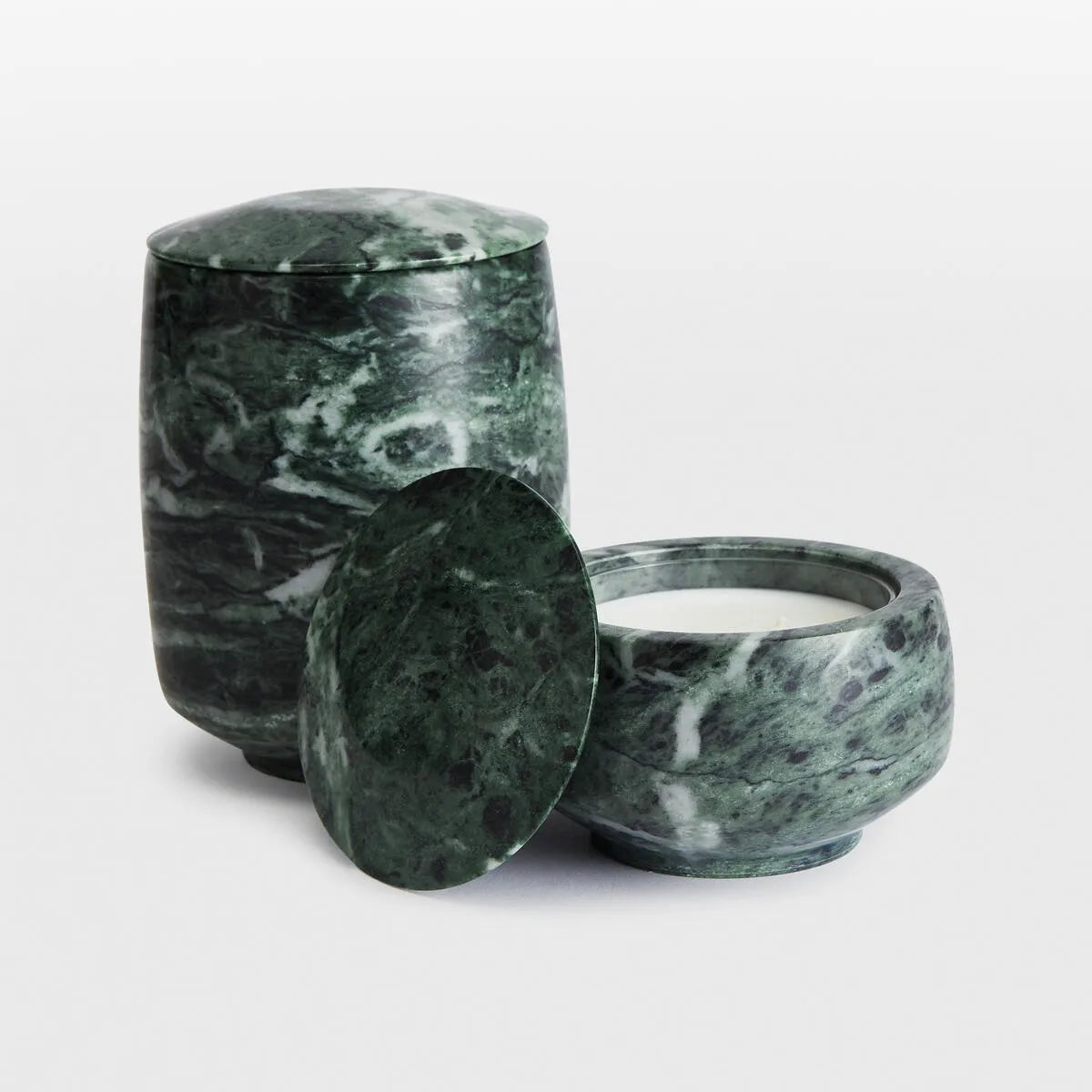 Stonekocc Marble Candle Cup With Lid Stone Jar Holder and Transparent Glass Cup Home Decor Christmas Ornaments