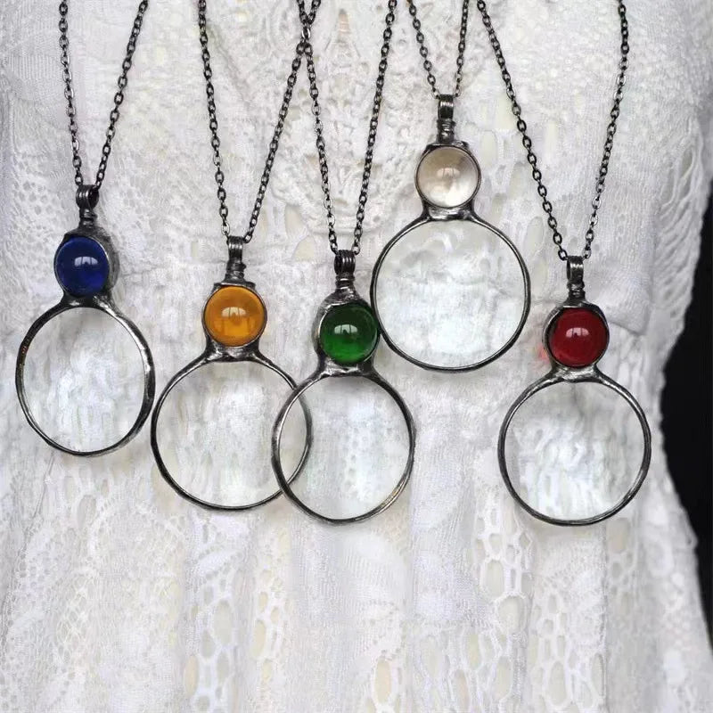 Creative Magnifier Glass Pendant Necklace Fashion Magnifier Necklace Gift Suitable for Elderly People Daily Use