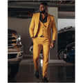 Latest Fashion Gold Men Suits 3 Pieces Street Style Formal Blazer Man Tuxedos Wedding Groom Men Suit(Jacket+Vest+Pant)
