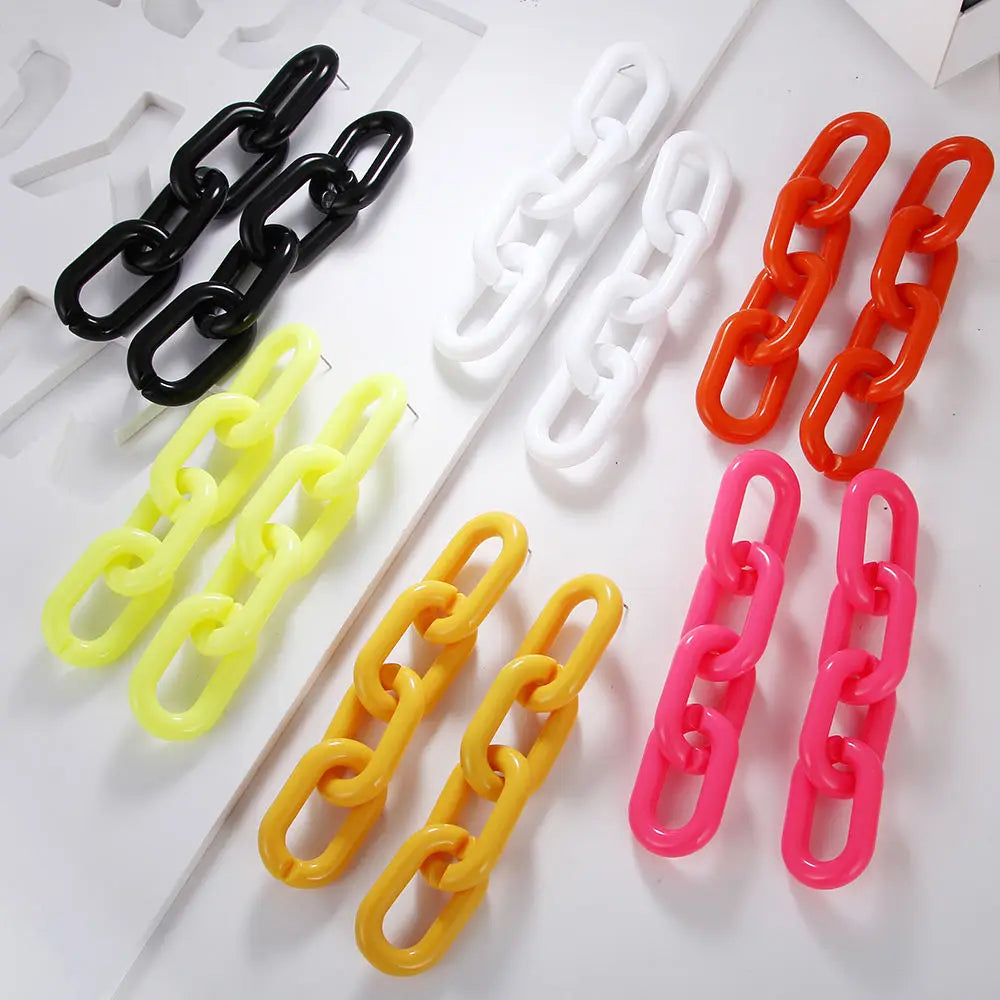 Lovely Summer Candy-colored Long Earrings Chain Amber Leopard Resin Jewelry Temperament Acrylic Long Earrings for Women