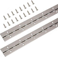 Heavy-Duty 12-Inch Continuous Piano Hinges Stainless Steel 24 Screws Polished Silver for Boats Storage Boxes Packaged Carton