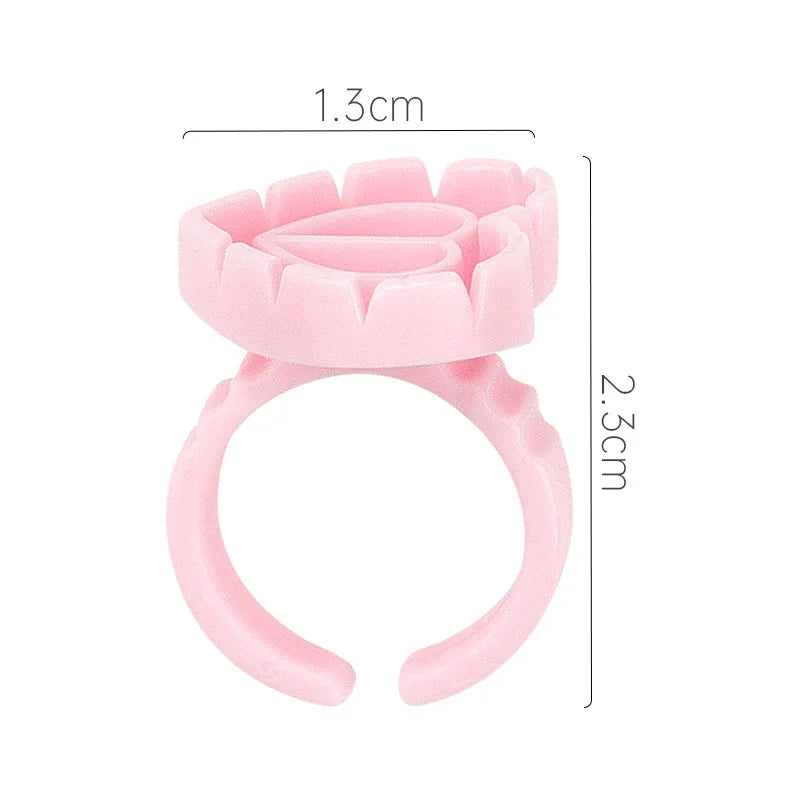 Wholesale Embroidery Eyelashes One Ring Blooming Cup Round Heart-shaped Drip Glue Water Ring Blooming Color Cup 100 / Package