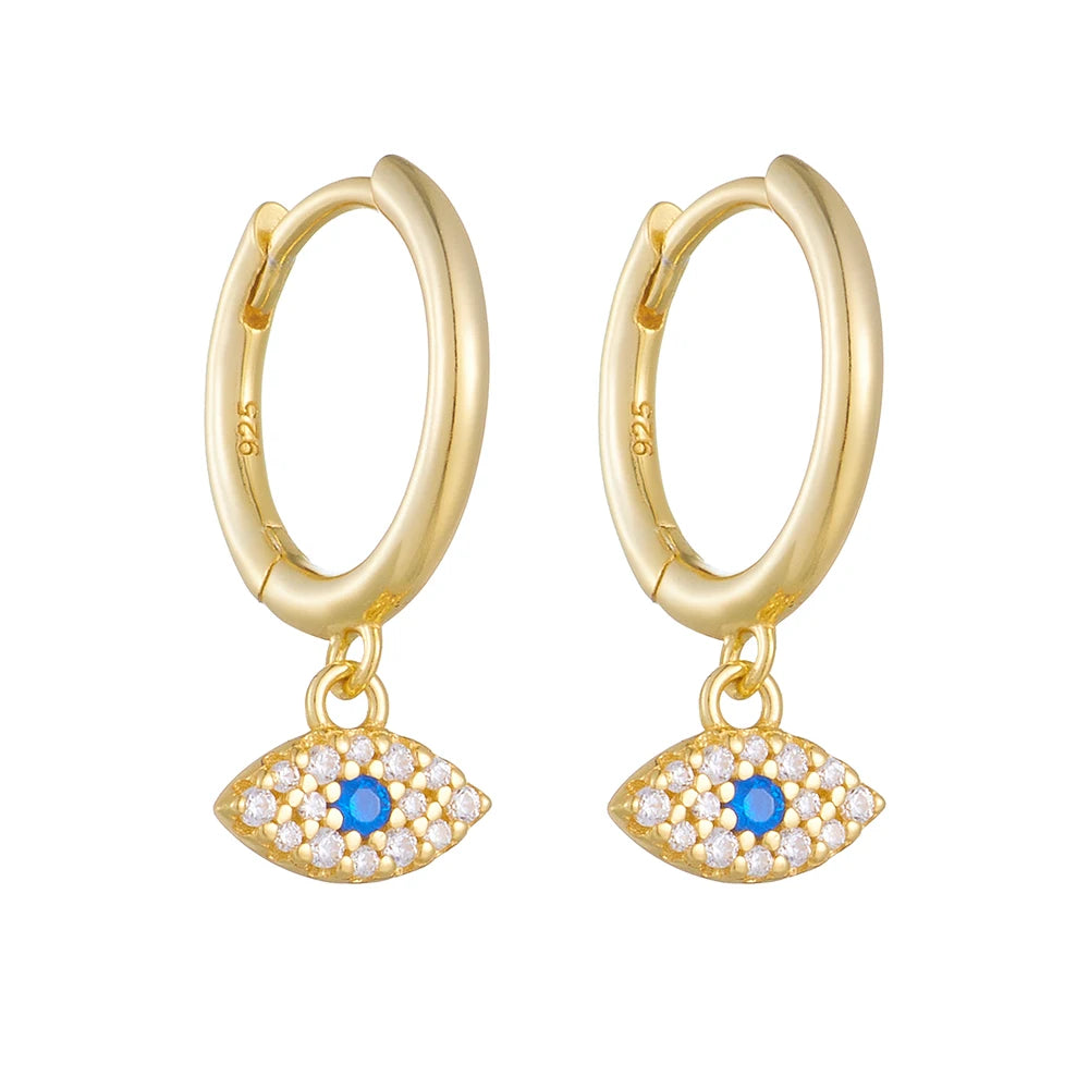 925 Sterling Silver Huggie Earrings Dainty Gold Plated Devil's Eyes Silver Hoop Earring Jewelry Women Gift