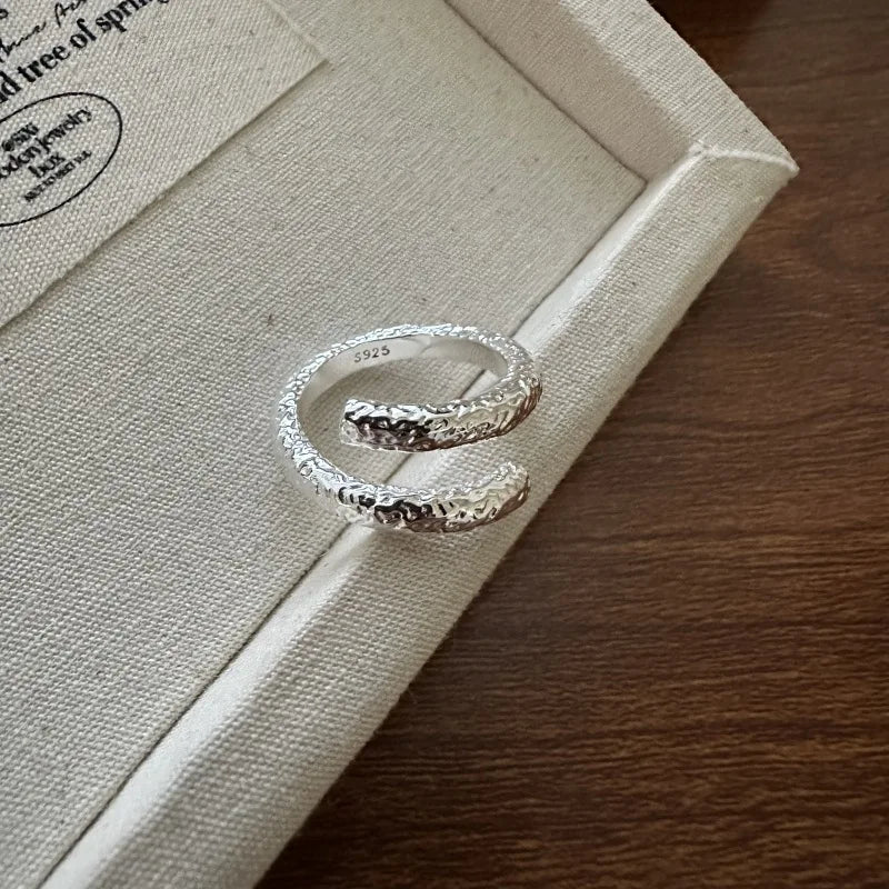 Dainty 925 Silver Vintage Fine Jewelry Rings Open Adjustable Women Ring