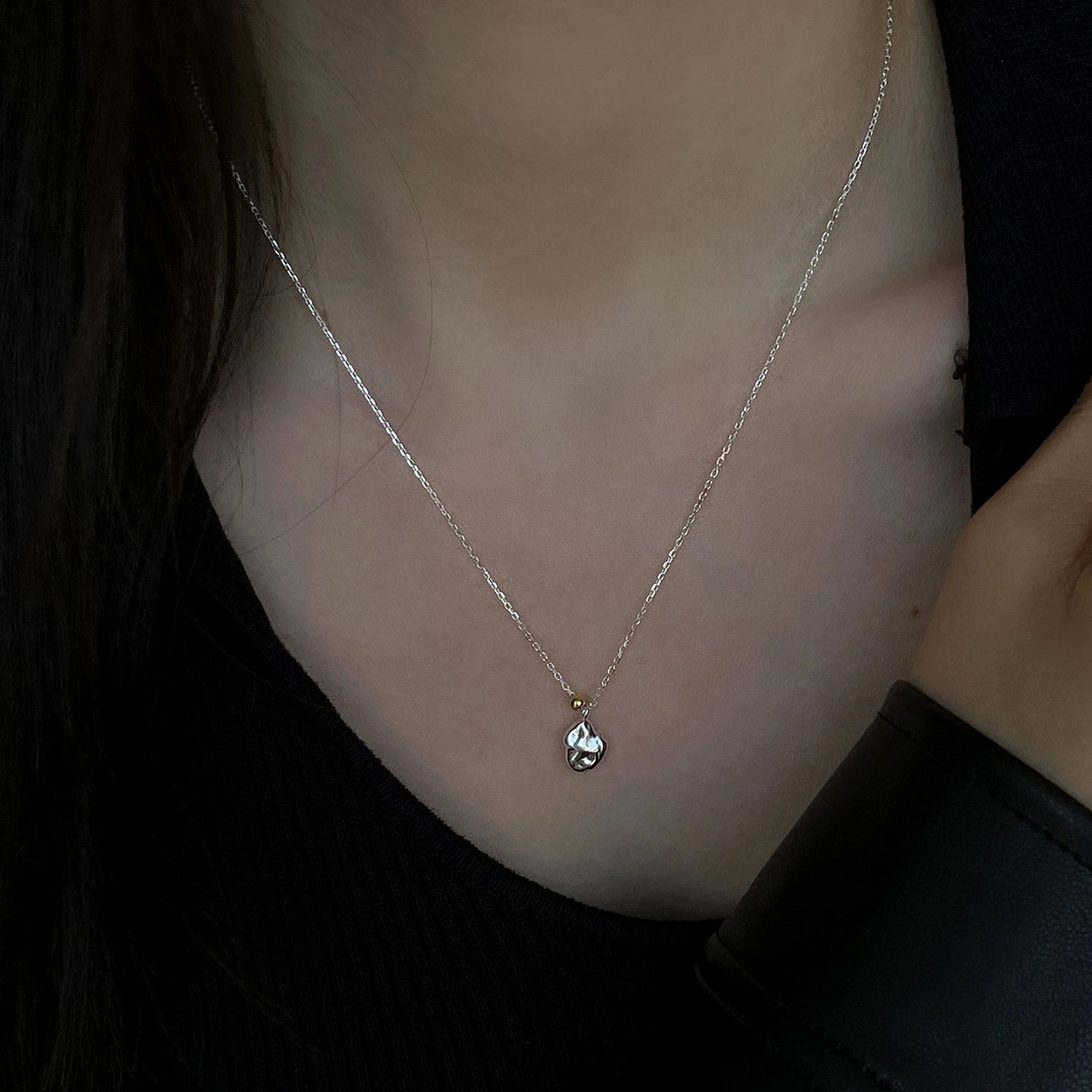 Factory Wholesale Silver Geometric Irregular Meteorite Necklace Pendant Fashion Jewelry Statement for Women