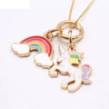 Wholesale Dripping Oil Cartoon  Unicorn Pendant Chain Necklace for Girls Children Necklace for Party