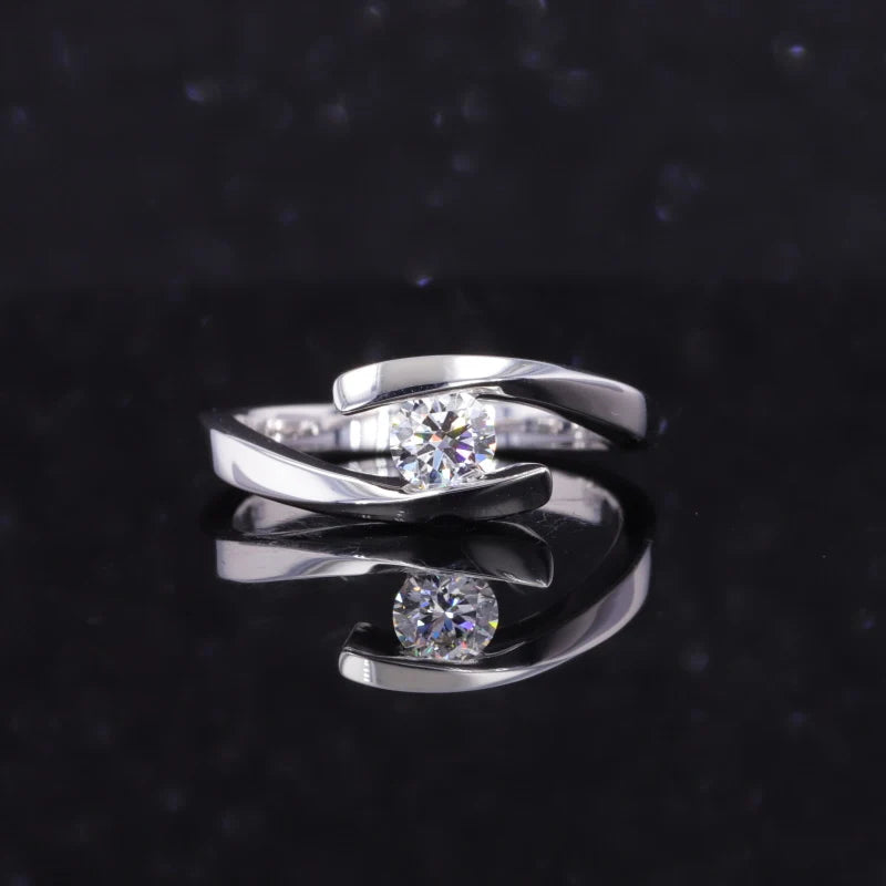 Starsgem 10k White Solid Gold Wedding Ring Roundshape Lab Grown Diamond Jewelry Ring
