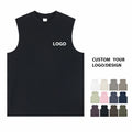 2024 Summer Fashion 230G Cool Fabric Oversized Custom Cotton Solid Color Sports Loose Fitness Shoulder T-shirt Tank Top for Men