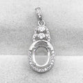 Sterling Silver 7*9mm Semi Mount Pendant Empty Frame Blank Support Setting S925 Base Holder Without Center Stone for DIY Inlay